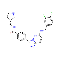 O=C(NC[C@@H]1CCNC1)c1ccc(-c2cnc3ccc(NCc4ccc(Cl)c(Cl)c4)nn23)cc1 ZINC000058591447