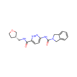 O=C(NC[C@@H]1CCOC1)c1ccc(NC(=O)N2Cc3ccccc3C2)nn1 ZINC000167517368