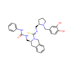 O=C(NC[C@@H]1Cc2ccccc2CN1/C(S)=N/C[C@H]1CCCN1Cc1ccc(O)c(O)c1)Nc1ccccc1 ZINC000029337211