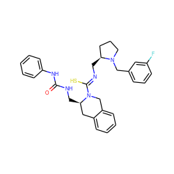 O=C(NC[C@@H]1Cc2ccccc2CN1/C(S)=N/C[C@H]1CCCN1Cc1cccc(F)c1)Nc1ccccc1 ZINC000013489680