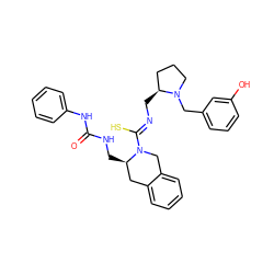 O=C(NC[C@@H]1Cc2ccccc2CN1/C(S)=N/C[C@H]1CCCN1Cc1cccc(O)c1)Nc1ccccc1 ZINC000013489677