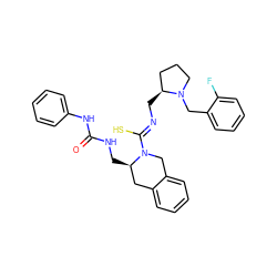 O=C(NC[C@@H]1Cc2ccccc2CN1/C(S)=N/C[C@H]1CCCN1Cc1ccccc1F)Nc1ccccc1 ZINC000013489679