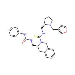 O=C(NC[C@@H]1Cc2ccccc2CN1C(=S)NC[C@H]1CCCN1Cc1ccoc1)Nc1ccccc1 ZINC000013489682