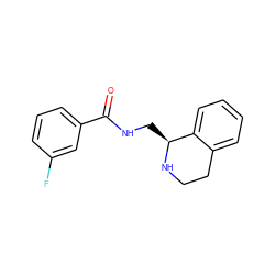 O=C(NC[C@@H]1NCCc2ccccc21)c1cccc(F)c1 ZINC000314584068