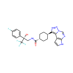 O=C(NC[C@](O)(c1ccc(F)cc1)C(F)(F)F)[C@H]1CC[C@H](c2nnn3cnc4[nH]ccc4c23)CC1 ZINC001772620587