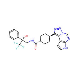 O=C(NC[C@](O)(c1ccccc1)C(F)(F)F)[C@H]1CC[C@H](c2nnn3cnc4[nH]ccc4c23)CC1 ZINC001772609760