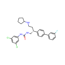 O=C(NC[C@H](CCNC1CCCC1)c1ccc(-c2cccc(F)c2)cc1)Nc1cc(Cl)cc(Cl)c1 ZINC000028111779