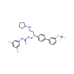 O=C(NC[C@H](CCNC1CCCC1)c1ccc(-c2cccc(OC(F)(F)F)c2)cc1)Nc1cc(Cl)cc(Cl)c1 ZINC000028117222