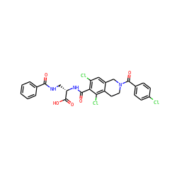 O=C(NC[C@H](NC(=O)c1c(Cl)cc2c(c1Cl)CCN(C(=O)c1ccc(Cl)cc1)C2)C(=O)O)c1ccccc1 ZINC000058584032