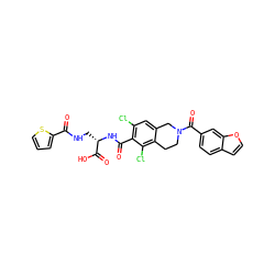 O=C(NC[C@H](NC(=O)c1c(Cl)cc2c(c1Cl)CCN(C(=O)c1ccc3ccoc3c1)C2)C(=O)O)c1cccs1 ZINC000058660990