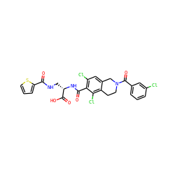 O=C(NC[C@H](NC(=O)c1c(Cl)cc2c(c1Cl)CCN(C(=O)c1cccc(Cl)c1)C2)C(=O)O)c1cccs1 ZINC000058582073