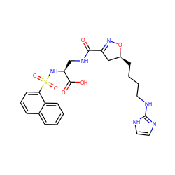 O=C(NC[C@H](NS(=O)(=O)c1cccc2ccccc12)C(=O)O)C1=NO[C@@H](CCCCNc2ncc[nH]2)C1 ZINC000027313188