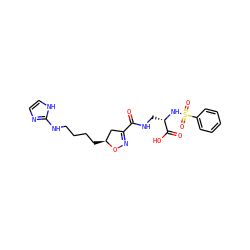 O=C(NC[C@H](NS(=O)(=O)c1ccccc1)C(=O)O)C1=NO[C@@H](CCCCNc2ncc[nH]2)C1 ZINC000013803574