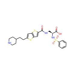 O=C(NC[C@H](NS(=O)(=O)c1ccccc1)C(=O)O)c1cc2sc(CCC3CCNCC3)cc2s1 ZINC000003932392