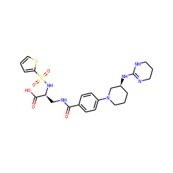 O=C(NC[C@H](NS(=O)(=O)c1cccs1)C(=O)O)c1ccc(N2CCC[C@H](NC3=NCCCN3)C2)cc1 ZINC000071295921