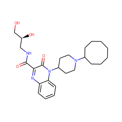 O=C(NC[C@H](O)CO)c1nc2ccccc2n(C2CCN(C3CCCCCCC3)CC2)c1=O ZINC000114764921