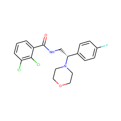 O=C(NC[C@H](c1ccc(F)cc1)N1CCOCC1)c1cccc(Cl)c1Cl ZINC000018046683