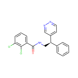 O=C(NC[C@H](c1ccccc1)c1ccnnc1)c1cccc(Cl)c1Cl ZINC000217381104