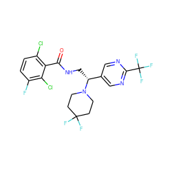 O=C(NC[C@H](c1cnc(C(F)(F)F)nc1)N1CCC(F)(F)CC1)c1c(Cl)ccc(F)c1Cl ZINC001772599294