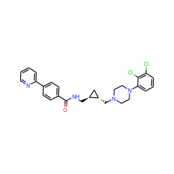 O=C(NC[C@H]1C[C@@H]1CN1CCN(c2cccc(Cl)c2Cl)CC1)c1ccc(-c2ccccn2)cc1 ZINC000028711347