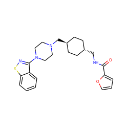 O=C(NC[C@H]1CC[C@H](CN2CCN(c3nsc4ccccc34)CC2)CC1)c1ccco1 ZINC001772622240