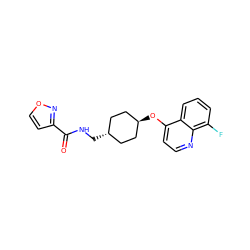 O=C(NC[C@H]1CC[C@H](Oc2ccnc3c(F)cccc23)CC1)c1ccon1 ZINC001772572955