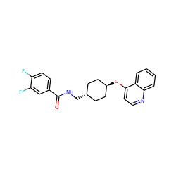 O=C(NC[C@H]1CC[C@H](Oc2ccnc3ccccc23)CC1)c1ccc(F)c(F)c1 ZINC001772642621