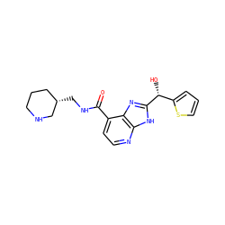 O=C(NC[C@H]1CCCNC1)c1ccnc2[nH]c([C@H](O)c3cccs3)nc12 ZINC000144113614