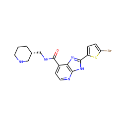 O=C(NC[C@H]1CCCNC1)c1ccnc2[nH]c(-c3ccc(Br)s3)nc12 ZINC000144596617