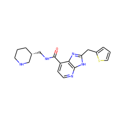 O=C(NC[C@H]1CCCNC1)c1ccnc2[nH]c(Cc3cccs3)nc12 ZINC000144296454