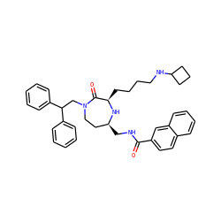 O=C(NC[C@H]1CCN(CC(c2ccccc2)c2ccccc2)C(=O)[C@@H](CCCCNC2CCC2)N1)c1ccc2ccccc2c1 ZINC001772583162