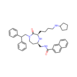 O=C(NC[C@H]1CCN(CC(c2ccccc2)c2ccccc2)C(=O)[C@@H](CCCCNC2CCCC2)N1)c1ccc2ccccc2c1 ZINC001772600438