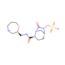 O=C(NC[C@H]1CNCCCO1)[C@@H]1CC[C@@H]2CN1C(=O)N2OS(=O)(=O)O ZINC000096168593