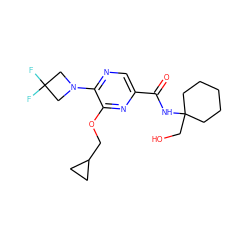 O=C(NC1(CO)CCCCC1)c1cnc(N2CC(F)(F)C2)c(OCC2CC2)n1 ZINC000207410513