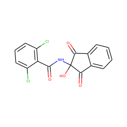 O=C(NC1(O)C(=O)c2ccccc2C1=O)c1c(Cl)cccc1Cl ZINC000001029980