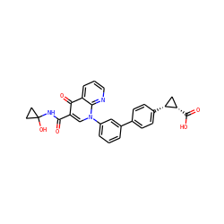 O=C(NC1(O)CC1)c1cn(-c2cccc(-c3ccc([C@@H]4C[C@@H]4C(=O)O)cc3)c2)c2ncccc2c1=O ZINC000072110176