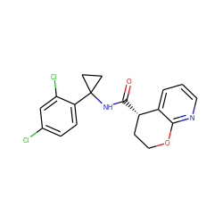 O=C(NC1(c2ccc(Cl)cc2Cl)CC1)[C@H]1CCOc2ncccc21 ZINC000205621966