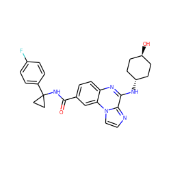 O=C(NC1(c2ccc(F)cc2)CC1)c1ccc2nc(N[C@H]3CC[C@H](O)CC3)c3nccn3c2c1 ZINC000261136730