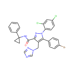 O=C(NC1(c2ccccc2)CC1)c1nn(-c2ccc(Cl)cc2Cl)c(-c2ccc(Br)cc2)c1Cn1cncn1 ZINC000049767229