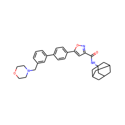 O=C(NC12CC3CC(CC(C3)C1)C2)c1cc(-c2ccc(-c3cccc(CN4CCOCC4)c3)cc2)on1 ZINC000653851637