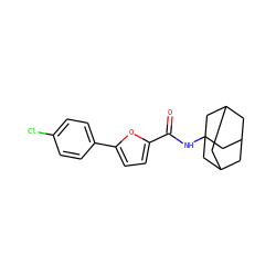 O=C(NC12CC3CC(CC(C3)C1)C2)c1ccc(-c2ccc(Cl)cc2)o1 ZINC000005155999