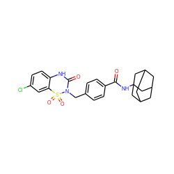 O=C(NC12CC3CC(CC(C3)C1)C2)c1ccc(CN2C(=O)Nc3ccc(Cl)cc3S2(=O)=O)cc1 ZINC000084596233