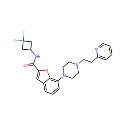 O=C(NC1CC(F)(F)C1)c1cc2cccc(N3CCN(CCc4ccccn4)CC3)c2o1 ZINC000114867904