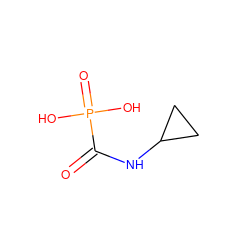 O=C(NC1CC1)P(=O)(O)O ZINC000013561086