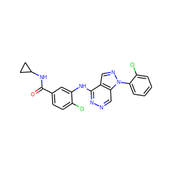 O=C(NC1CC1)c1ccc(Cl)c(Nc2nncc3c2cnn3-c2ccccc2Cl)c1 ZINC000049048442