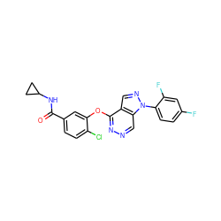 O=C(NC1CC1)c1ccc(Cl)c(Oc2nncc3c2cnn3-c2ccc(F)cc2F)c1 ZINC000049054693