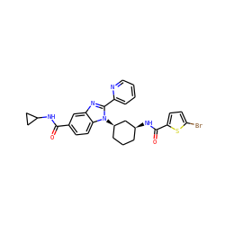 O=C(NC1CC1)c1ccc2c(c1)nc(-c1ccccn1)n2[C@@H]1CCC[C@H](NC(=O)c2ccc(Br)s2)C1 ZINC000653831301