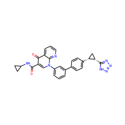 O=C(NC1CC1)c1cn(-c2cccc(-c3ccc([C@@H]4C[C@@H]4c4nnn[nH]4)cc3)c2)c2ncccc2c1=O ZINC000072109628