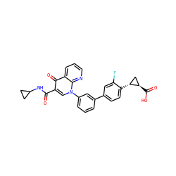 O=C(NC1CC1)c1cn(-c2cccc(-c3ccc([C@@H]4C[C@H]4C(=O)O)c(F)c3)c2)c2ncccc2c1=O ZINC000036413737