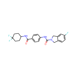 O=C(NC1CCC(F)(F)CC1)c1ccc(NC(=O)N2Cc3ccc(F)cc3C2)cc1 ZINC000166824141